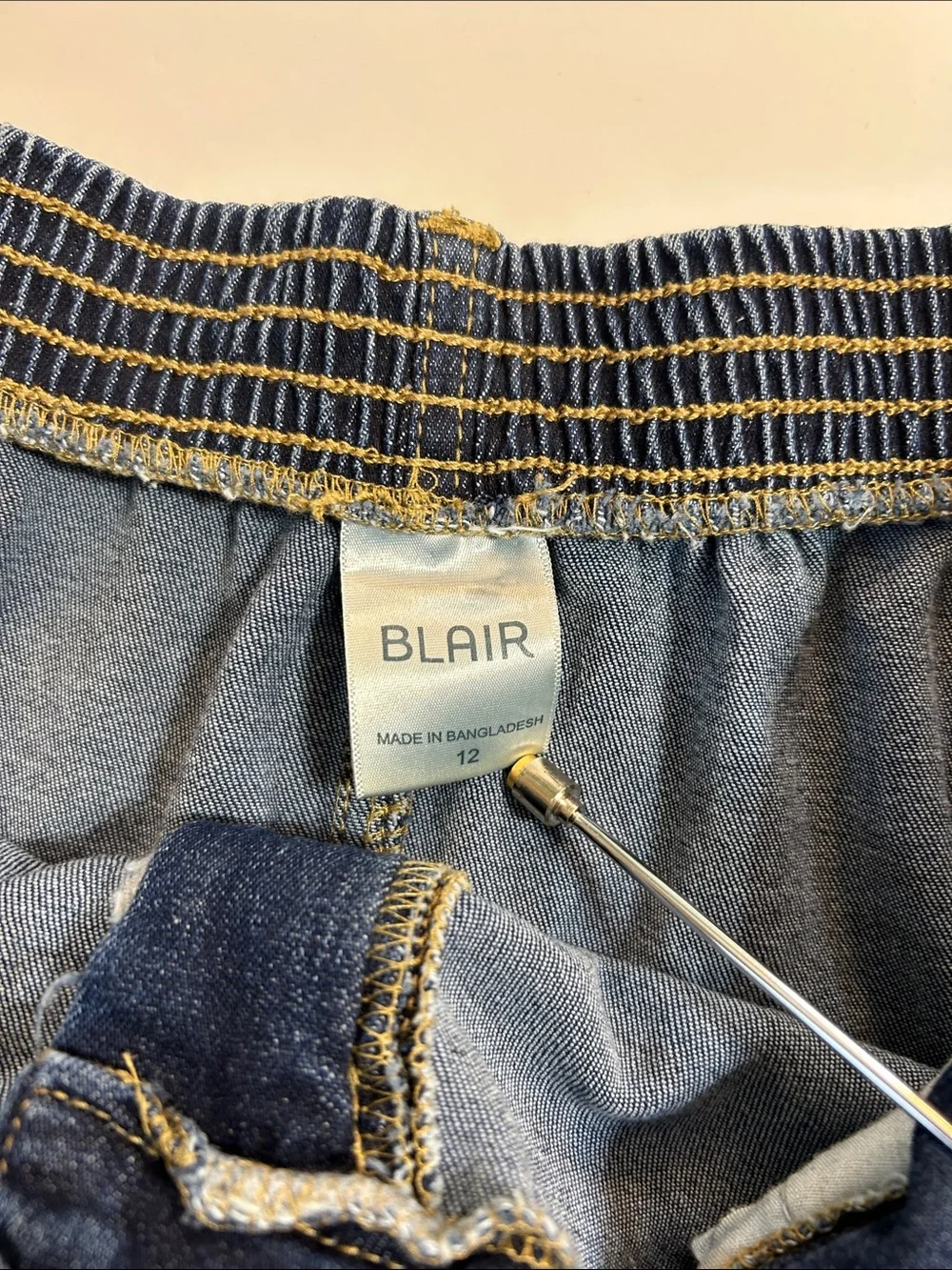 Blair Blue Denim Elastic Waist Skirt woman’s 12